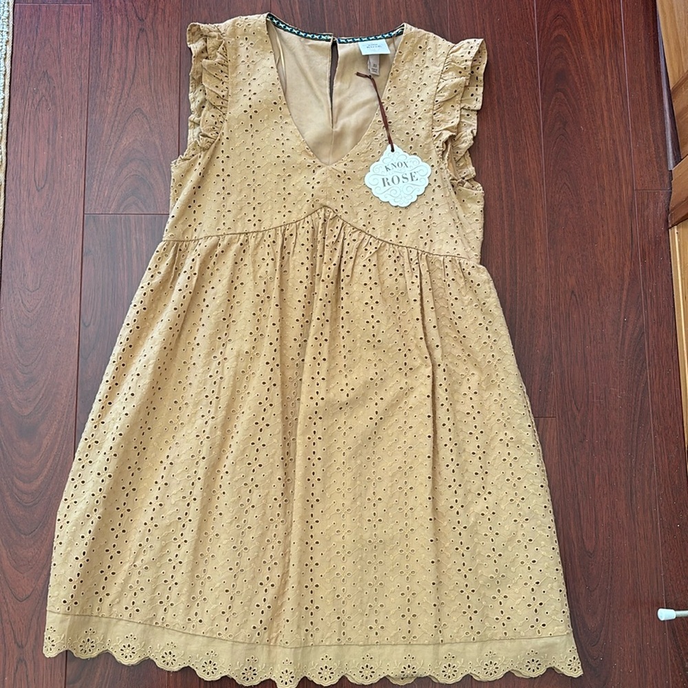 Golden eyelet empire waist sundress size xs nwt